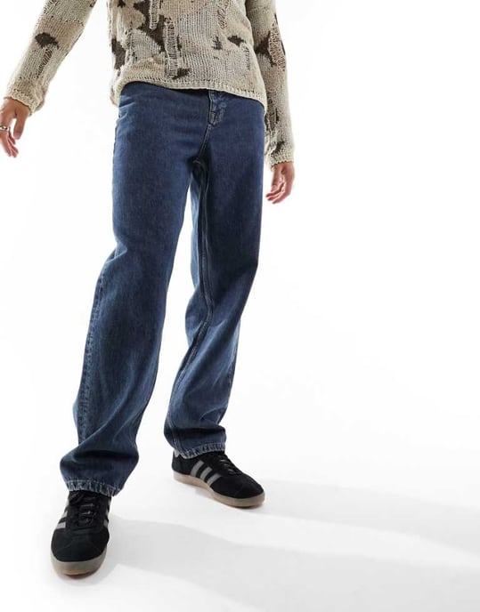 ASOS DESIGN baggyjeans i äkta vintagetvätt i platt mörk tvätt - Image 1