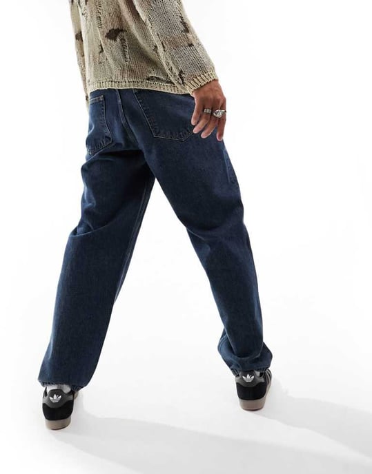 ASOS DESIGN baggyjeans i äkta vintagetvätt i platt mörk tvätt - Image 3