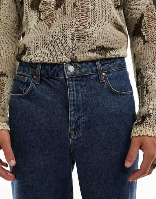 ASOS DESIGN baggyjeans i äkta vintagetvätt i platt mörk tvätt - Image 4