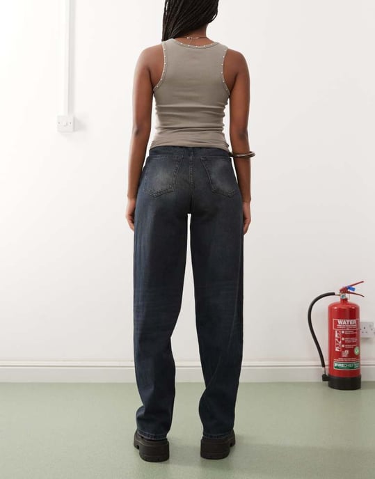 Weekday Rail mid-rise baggy jeans i djup havsblå - Image 2