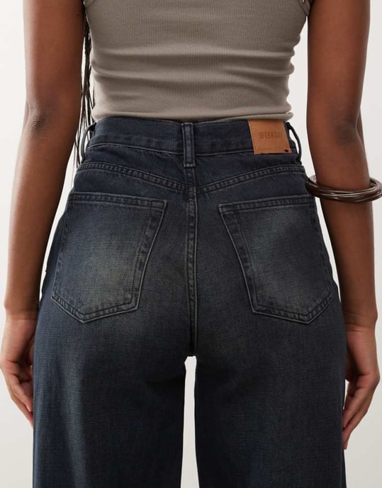 Weekday Rail mid-rise baggy jeans i djup havsblå - Image 4