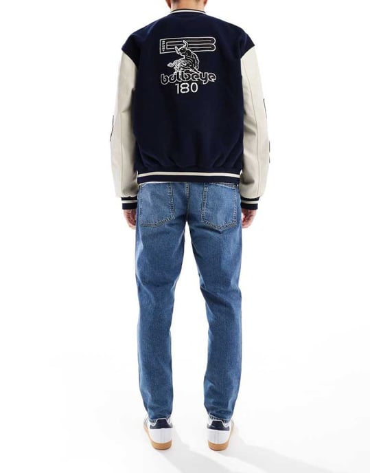 ASOS DESIGN tapered jeans i tonad mörkbla tvätt - Image 3