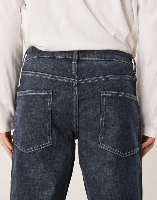 ASOS DESIGN stretch tapered jeans i mörk tvätt blå - Image 4