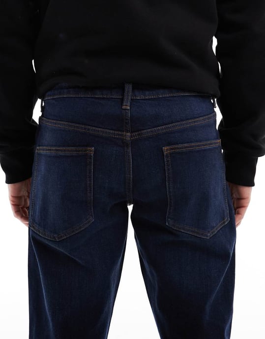 ASOS DESIGN stretch tapered jeans i mörk tvätt - Image 4