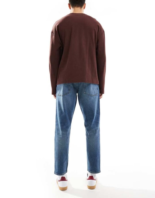 ASOS DESIGN stretch tapered fit jeans i mörk tvättblå - Image 2