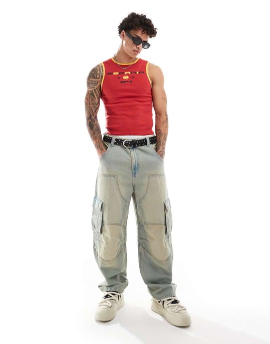 COLLUSION festival vintage sports vest in red with Espania print - Image 3