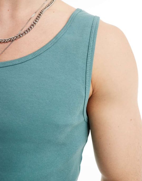 ASOS DESIGN 5-pack muskelpassande ribbade linnen i flera färger - Image 4
