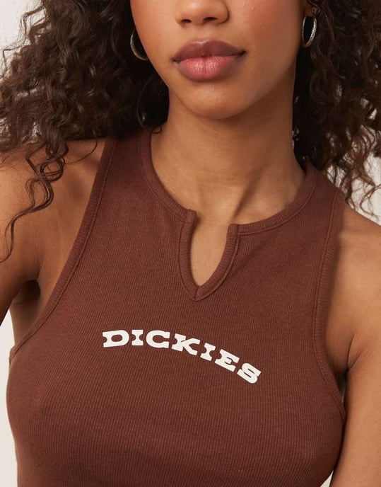 Dickies v neck long line vest in cappuccino brown - Image 2
