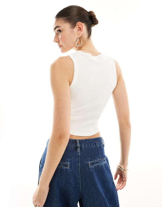 Miss Selfridge bandtopp i elfenben - Image 2