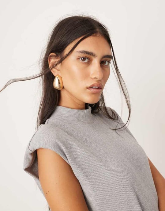 ASOS EDITION jersey ribbehinkad axelvadd långlinjestopp koordinerat i grått - Image 4