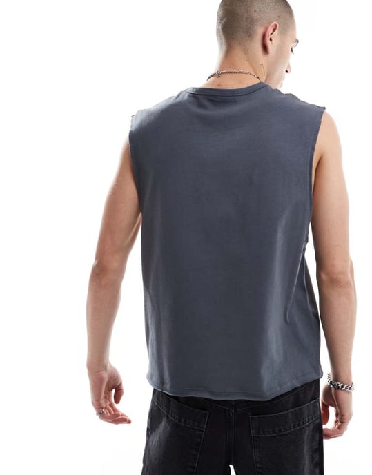 Återvunnen Vintage Bob Marley licensierad tank i tvättad kolgrå - Image 4