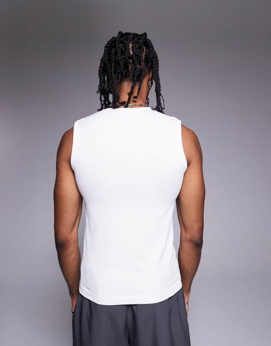 4505 slim fit seamless ribbed training tank in white - Image 4