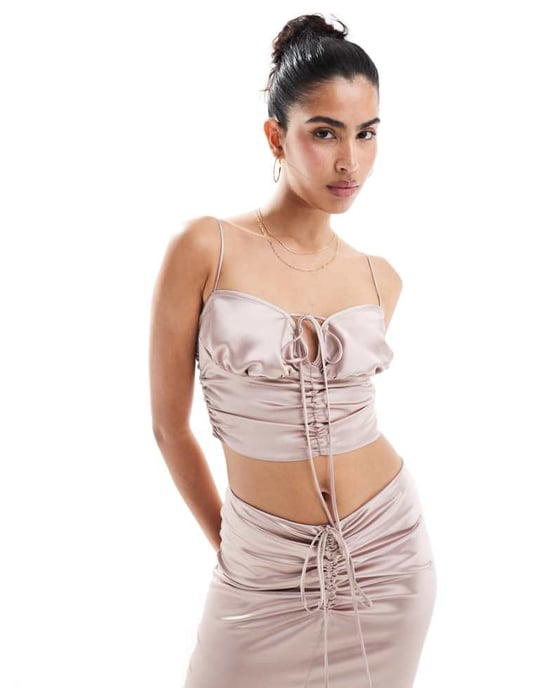 ASOS DESIGN sidentopp med volanger i blush - Image 1