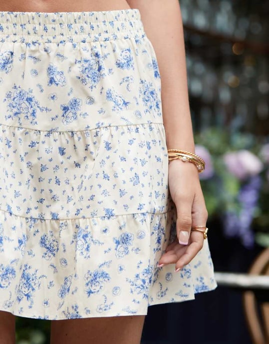 Miss Selfridge poplin korsett topp i blå blandad blommig mönsterkoord - Image 3