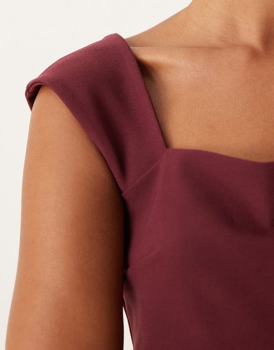 Abercrombie & Fitch genomskinlig babydoll topp i vinröd - Image 2