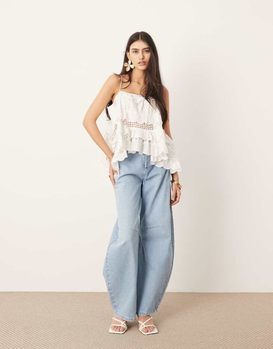 ASOS EDITION super full broderie spetstopp i vitt - Image 4