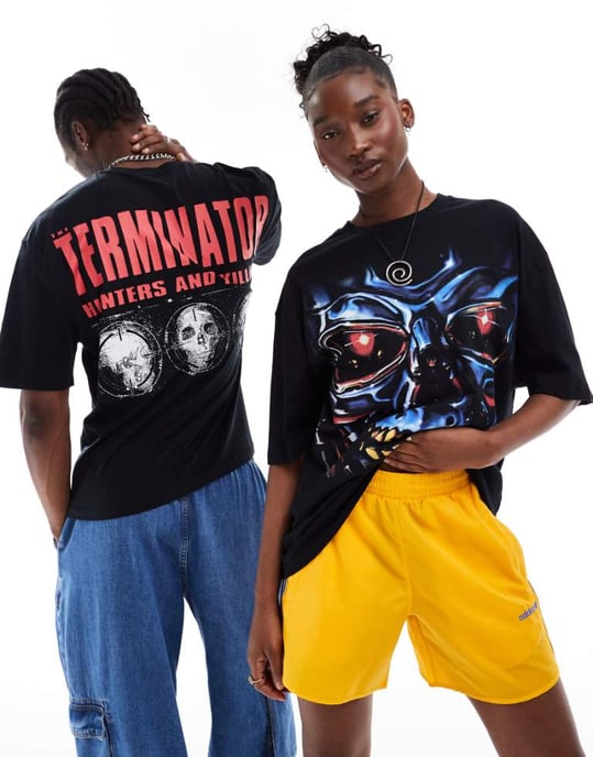 ASOS DESIGN unisex överdimensionerad licenströja i svart med Terminator grafiska tryck - Image 1