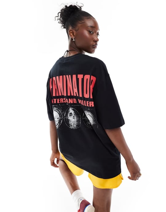 ASOS DESIGN unisex överdimensionerad licenströja i svart med Terminator grafiska tryck - Image 3