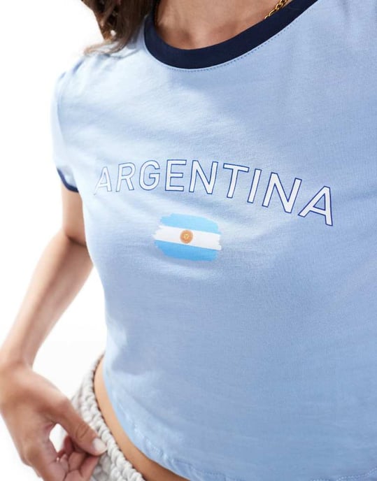 Pieces fotboll baby t-shirt med Argentina grafik i ljusblå - Image 3