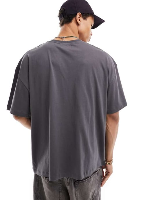 COLLUSION Överdimensionerad t-shirt i tvättad svart med röntgenblommortryck - Image 3