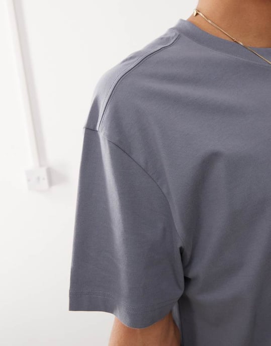 Weekday oversized t-shirt i stålblå - Image 3
