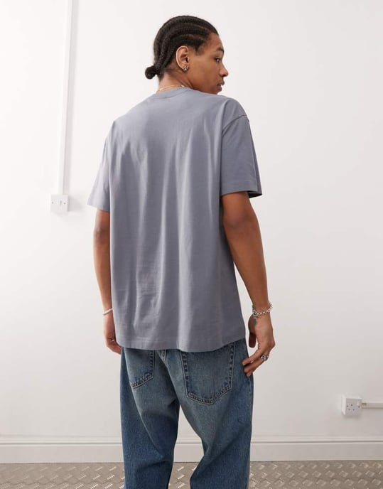 Weekday oversized t-shirt i stålblå - Image 4