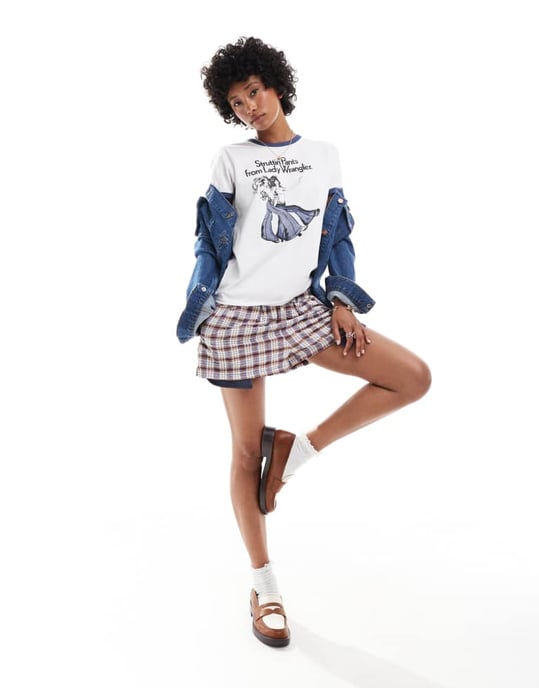 Wrangler western grafik ringer t-shirt i vitt - Image 3