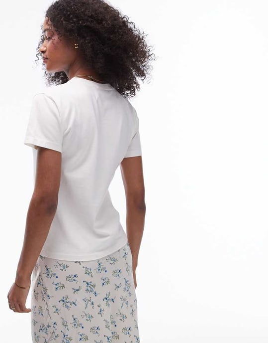 Topshop grafisk trattoria la costa slim t-shirt i ecru - Image 3