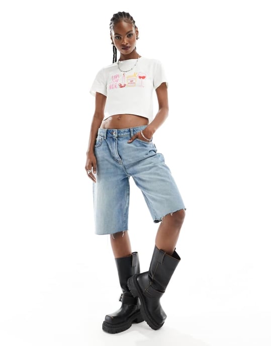 Something New baby tee med 'Girl Dinner'-tryck i vitt - Image 4