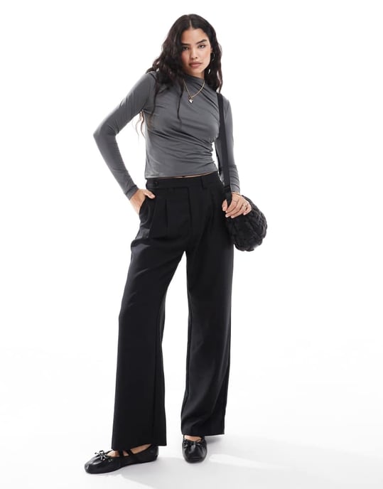 Vero Moda långärmad rynkad jersey-topp i grått - Image 3