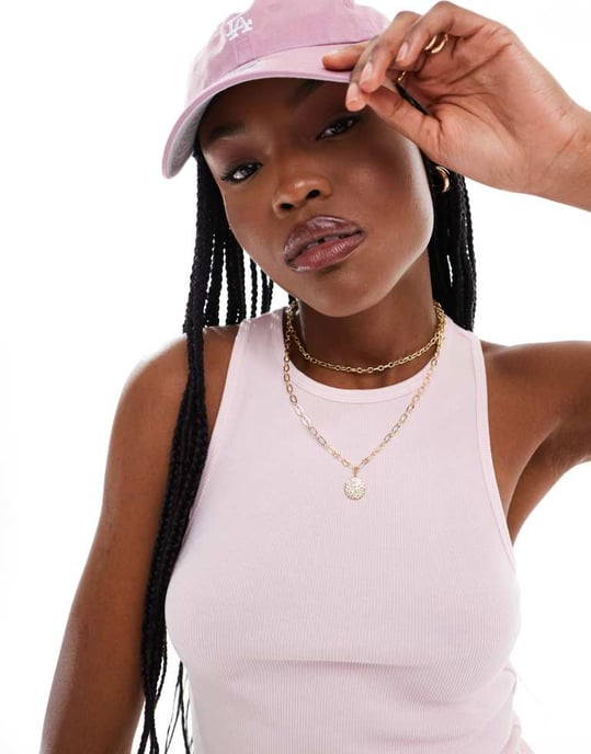Miss Selfridge ribbad racer-topp i tvättad rosa - Image 4