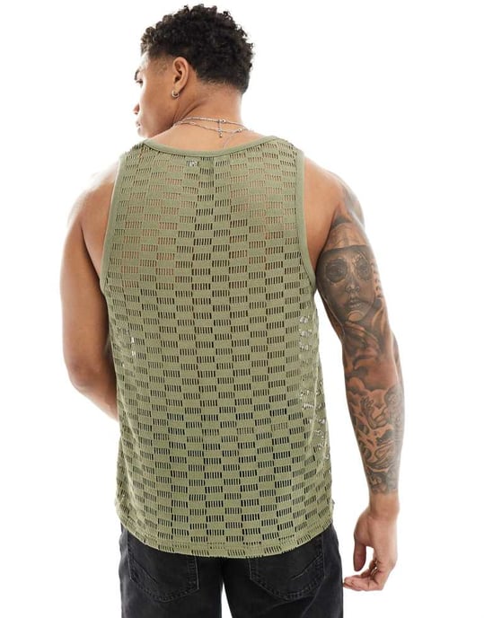 ASOS DESIGN väst i grön öppen virkning - Image 3