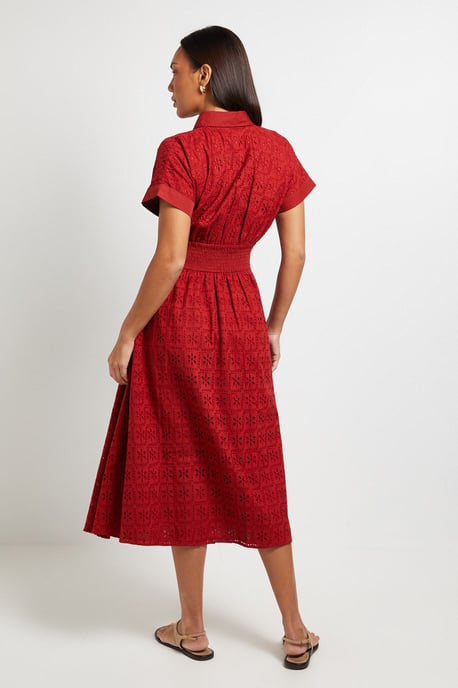 Broderie Short Sleeve Midi Dress - Image 3