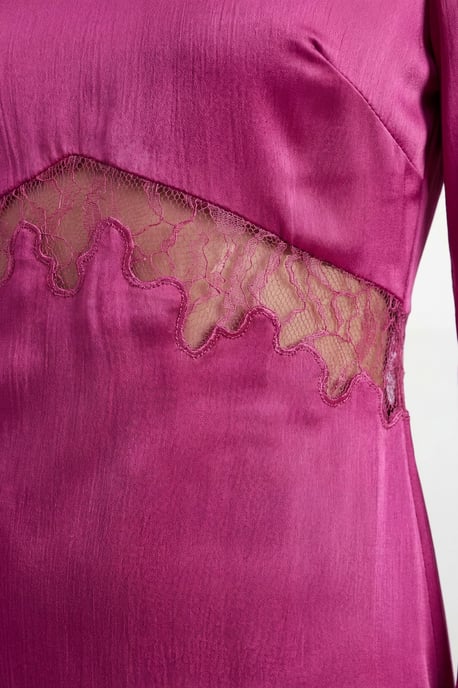 Fluted Sleeve Satin Lace Insert Midi Dress - Image 2