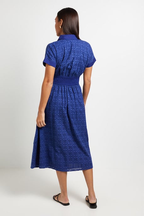 Broderie Short Sleeve Midi Dress - Image 3