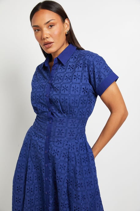 Broderie Short Sleeve Midi Dress - Image 4