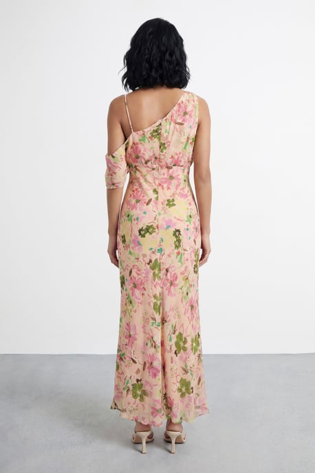 Twist Bodice Off Shoulder Floral Midi Dress - Image 3