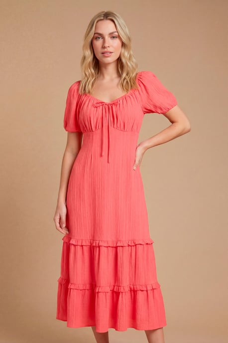Sweetheart Ruffle Tiered Hem Midi Dress - Image 4
