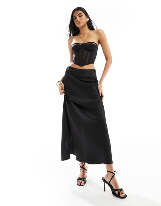 ASOS DESIGN Lexi mesh and microfibre underwired corset in black - Image 4