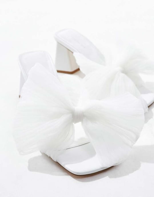 Ever New Bridal raffia bow mule in ivory - Image 2