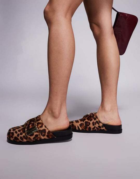 Azalea Wang Archibald buckle detail mules in leopard - Image 1