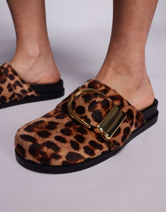 Azalea Wang Archibald buckle detail mules in leopard - Image 4
