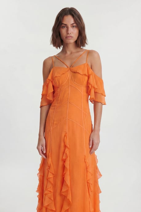 Crinkle Beaded Cold Shoulder Maxi Dress - Image 2