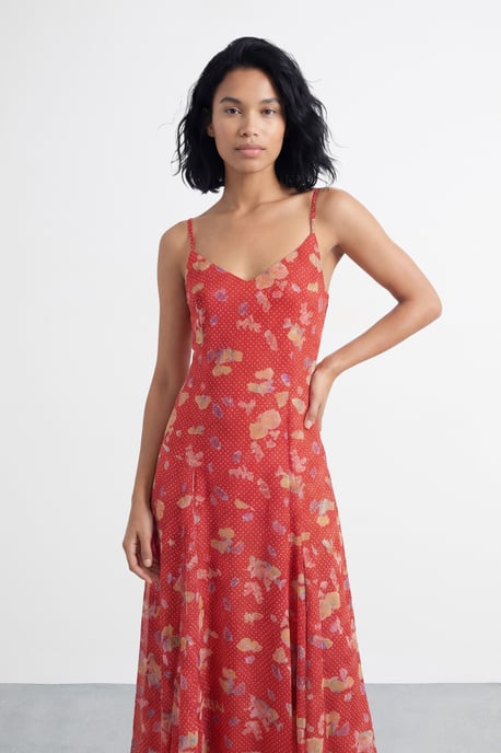 Floral and Spot Print Cowl Back Maxi Slip Dress - Image 4