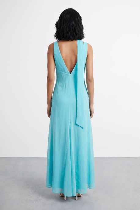 V Neck Scarf Detail Maxi Dress - Image 3