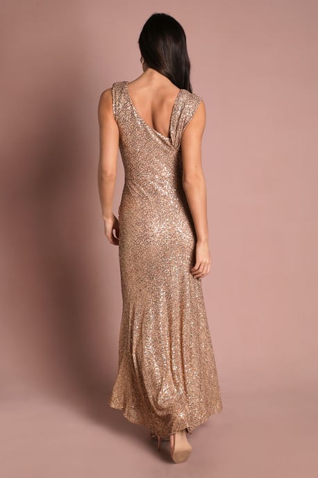 Sequin Cowl Neck Maxi Dress - Image 3