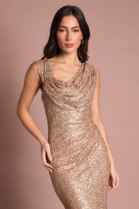 Sequin Cowl Neck Maxi Dress - Image 4