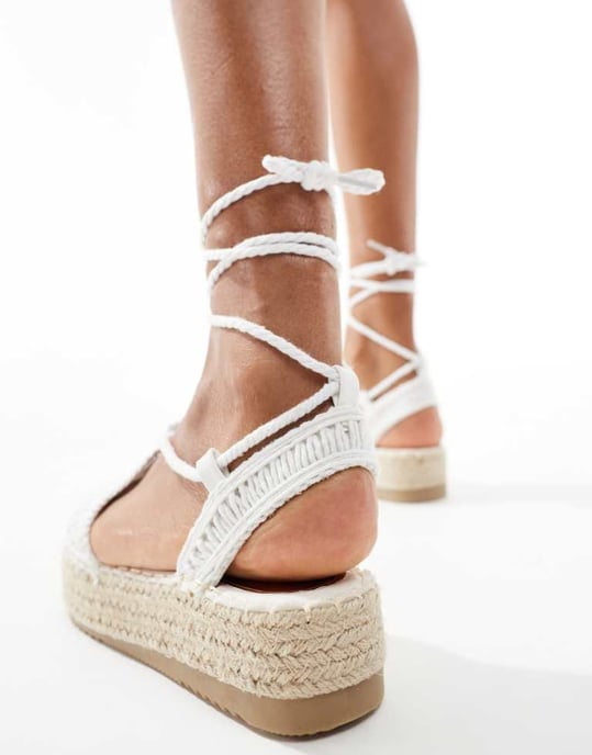 Glamorous crochet flat espadrilles in cream - Image 3