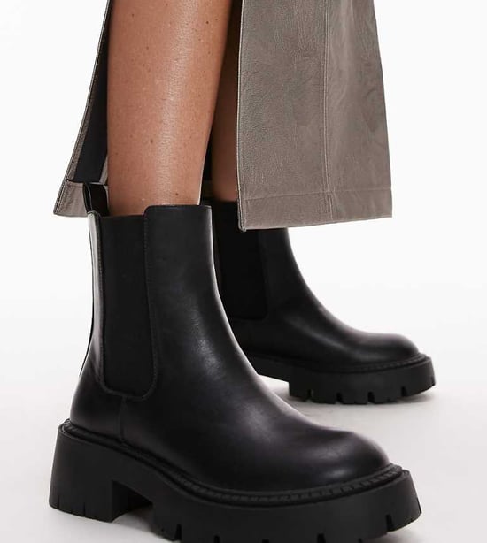 Topshop Wide Fit Lucas chunky chelsea boots in black - Image 1