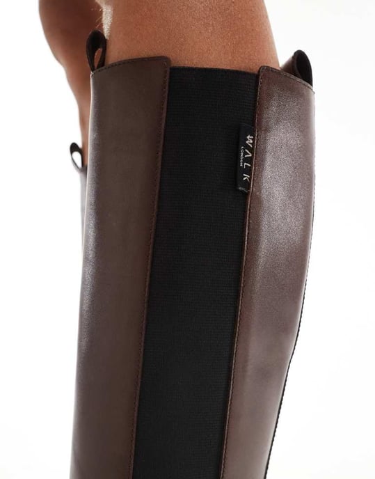 Walk London Dana tall chelsea boot in brown leather - Image 4